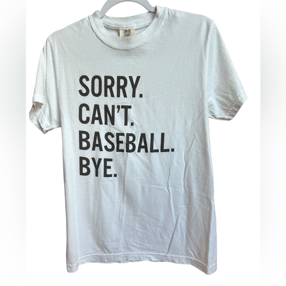 White Graphic Baseball T-Shirt- Small